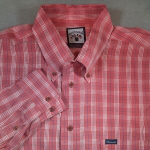Facconable Men's Red Plaid Button Down Shirt Size XL